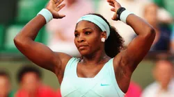 Serena Williams reacts during the 2012 Roland Garros first round