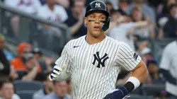 Aaron Judge #99 of the New York Yankees scores in the first inning against the New York Mets during their game at Yankee Stadium on May 18, 2025 in New York City.