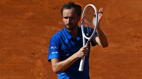 Daniil Medvedev celebrates winning match point against Cameron Norrie of Great Britain in the Men's Singles Second Round match during Day Five of the Internazionali BNL D'Italia 2025 at Foro Italico on May 09, 2025 in Rome, Italy.