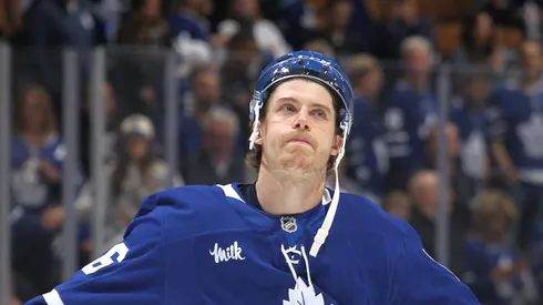 Mitch Marner #16 of the Toronto Maple Leafs reacts after losing to the Florida Panthers 6-1 in Game Seven of the Second Round of the 2025 Stanley Cup Playoffs at Scotiabank Arena on May 18, 2025 in Toronto, Ontario, Canada.