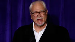 Phil Jackson speaks during a unveiling ceremony for the Kobe Bryant Statue at Crypto.com Arena on February 08, 2024 in Los Angeles, California.
