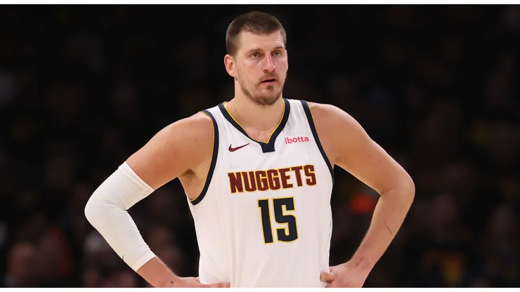Nikola Jokic #15 of the Denver Nuggets looks on during the second half of Round Two Game One against the Oklahoma City Thunder of the 2025 NBA Playoffs at Paycom Center on May 05, 2025 in Oklahoma City, Oklahoma.