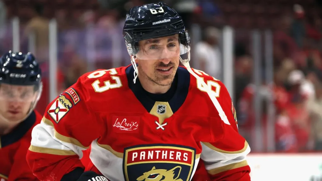 Brad Marchand #63 of the Florida Panthers warms up prior to a game against the Montreal Canadiens at Amerant Bank Arena on March 30, 2025. (Source: Bruce Bennett/Getty Images)