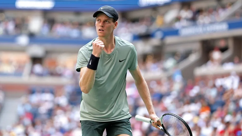 Jannik Sinner of Italy reacts after a point against Mackenzie McDonald of the United States during their Men’s Singles First Round match on Day Two of the 2024 US Open. (Source: Matthew Stockman/Getty Images)