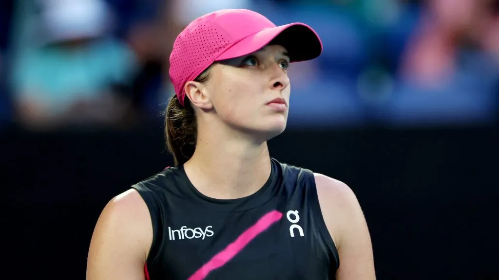 Iga Swiatek of Poland looks on in their round three singles match against Linda Noskova of the Czech Republic during the 2024 Australian Open. (Source: Cameron Spencer/Getty Images)