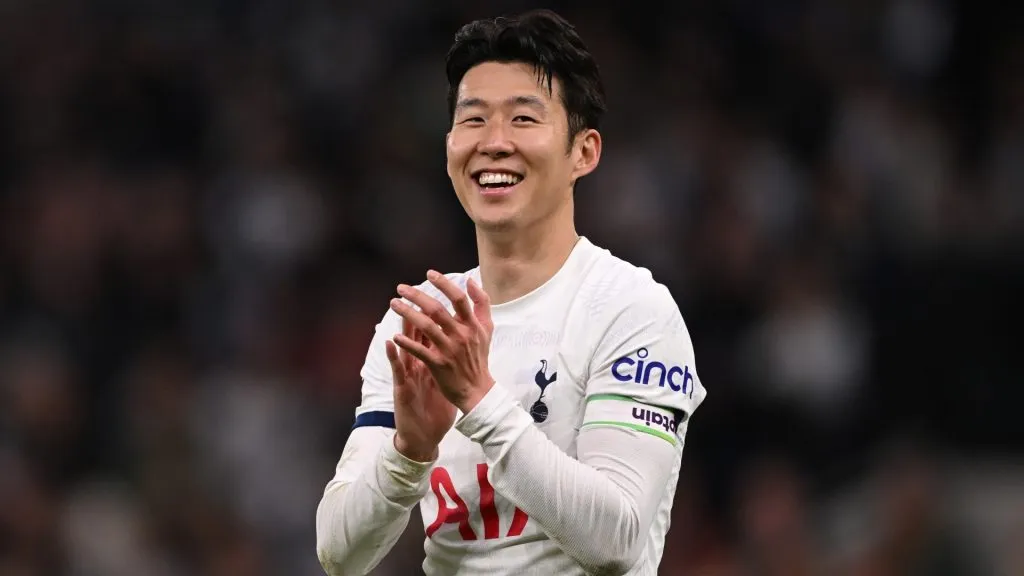 Son Heung-Min acknowledges the fans at the end of the Premier League match between Tottenham Hotspur and Nottingham Forest on April 07, 2024.