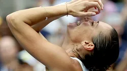 Flavia Pennetta celebrates winning the US Open