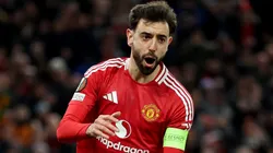 Bruno Fernandes of Manchester United during the UEFA Europa League 2024/25 Round of 16 Second Leg match between Manchester United and Real Sociedad de Futbol.