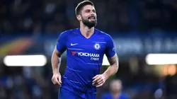 Olivier Giroud of Chelsea celebrates after scoring his team's first goal during the UEFA Europa League Group L match between Chelsea and PAOK at Stamford Bridge on November 29, 2018.