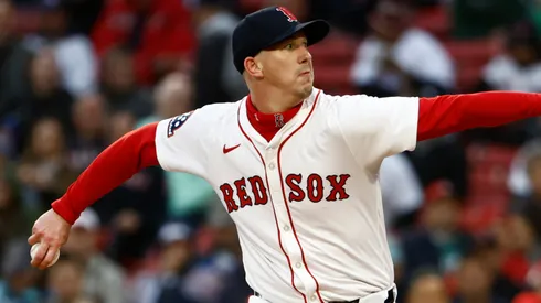 Walker Buehler #0 of the Boston Red Sox pitches against the New York Mets during the first inning at Fenway Park on May 20, 2025 in Boston, Massachusetts.