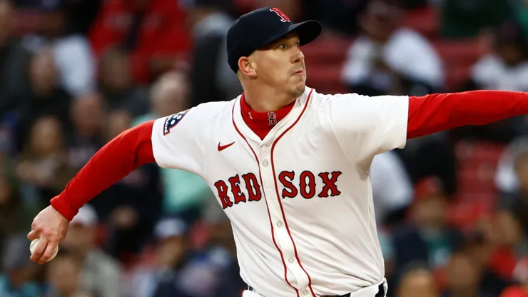 Walker Buehler #0 of the Boston Red Sox pitches against the New York Mets during the first inning at Fenway Park on May 20, 2025 in Boston, Massachusetts.