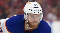 Connor McDavid #97 of the Edmonton Oilers prepares for a face-off against the Florida Panthers in Game Two of the Final of the 2024 Stanley Cup Playoffs at the Amerant Bank Arena on June 10, 2024 in Sunrise, Florida.
