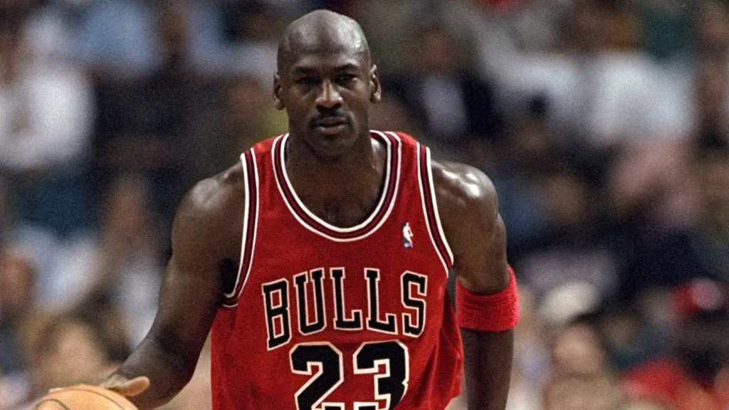 Guard Michael Jordan of the Chicago Bulls in action against the Miami Heat during a game at the Miami Arena in 1998. (Source: Andy Lyons /Allsport)