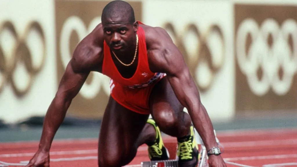 Ben Johnson of Canada is set in his block prior to the start of the men”s 100M Final at the 1988 Olympic Games. (Source: Tony Duffy/ALLSPORT)