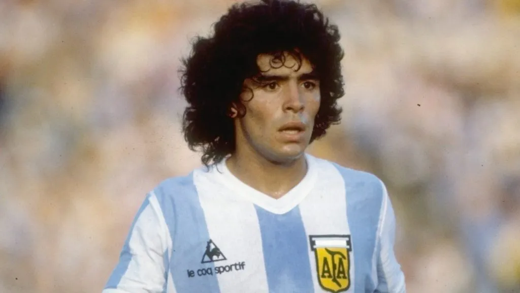 Portrait of Diego Maradona of Argentina during a match in 1985. (Source: Allsport UK /Allsport — Getty Images)