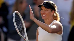 Danielle Collins of the United States celebrates her match win over Maria Sakkari of Greece in the semifinal match on Day 6 of the WTA 500 Credit One Charleston Open 2024.