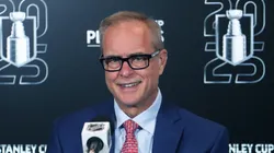 Paul Maurice of the Florida Panthers takes questions from the media after defeating the Toronto Maple Leafs in Game Seven of the Second Round of the 2025 Stanley Cup Playoffs at Scotiabank Arena on May 18, 2025 in Toronto, Ontario, Canada.