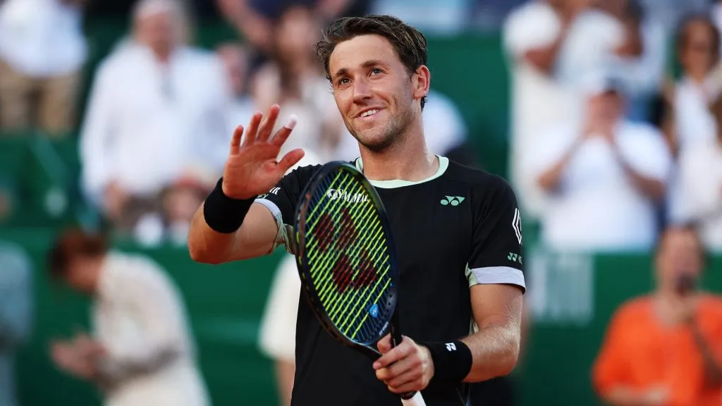 Casper Ruud of Norway celebrates victory during the semi-final match against Novak Djokovic of Serbia during day seven of the Rolex Monte-Carlo Masters in 2024. (Source: Julian Finney/Getty Images)