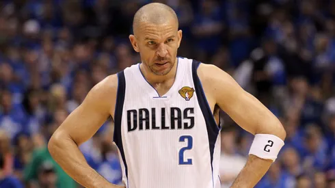Jason Kidd #2 of the Dallas Mavericks looks on while taking on the Miami Heat in Game Three of the 2011 NBA Finals