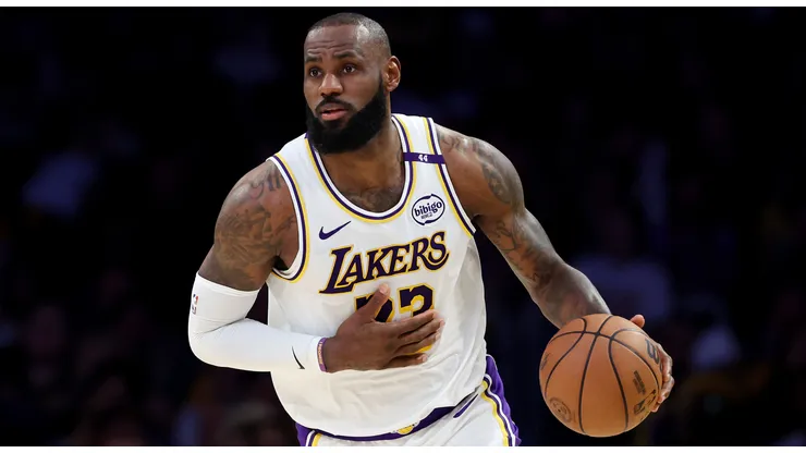 LeBron James #23 of the Los Angeles Lakers in action against the Chicago Bulls at Crypto.com Arena on March 22, 2025 in Los Angeles, California.