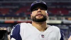 Dak Prescott #4 of the Dallas Cowboys walks off the field after defeating the Tennessee Titans with a score of 27 to 13 in the game at Nissan Stadium on December 29, 2022 in Nashville, Tennessee.