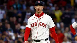 Walker Buehler heads for the clubhouse after being thrown out of the game at Fenway Park on May 20, 2025 in Boston.