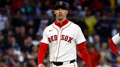 Walker Buehler heads for the clubhouse after being thrown out of the game at Fenway Park on May 20, 2025 in Boston.