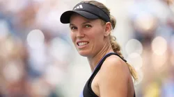 Caroline Wozniacki of Denmark reacts against Beatriz Haddad Maia of Brazil during their Women's Singles Fourth Round match on Day Eight of the 2024 US Open at USTA Billie Jean King National Tennis Center on September 02, 2024