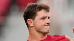 Brock Purdy #13 of the San Francisco 49ers warms up before the game against the Detroit Lions at Levi's Stadium