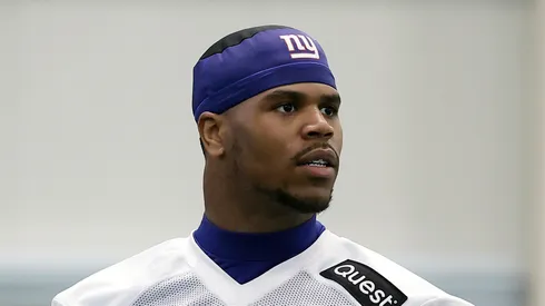 Abdul Carter #51 of the New York Giants during rookie minicamp at NY Giants Quest Diagnostics Training Center