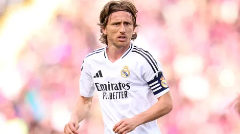 Luka Modric of Real Madrid CF looks on during the LaLiga match between FC Barcelona and Real Madrid CF at Estadi Olimpic Lluis Companys on May 11, 2025 in Barcelona, Spain.