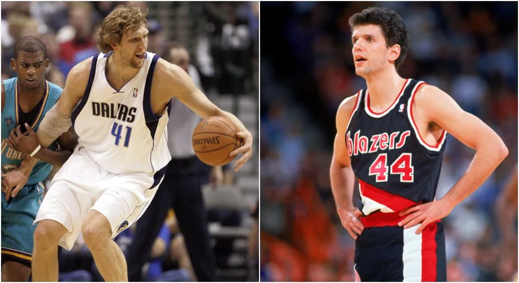 Former NBA player Dirk Nowitzki and Drazen Petrovic