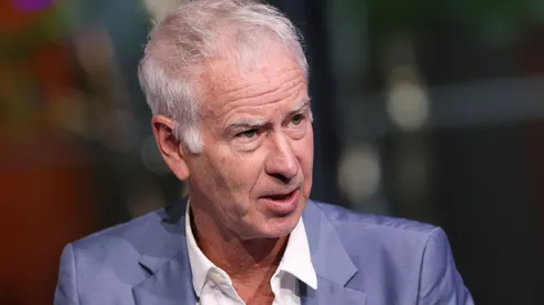 Former tennis player John McEnroe speaks during the US Open Reimagining Spectacular investment announcement for the Artur Ashe and USTA Billie Jean King National Tennis Center restoration at Times Center on May 19, 2025 in New York City.