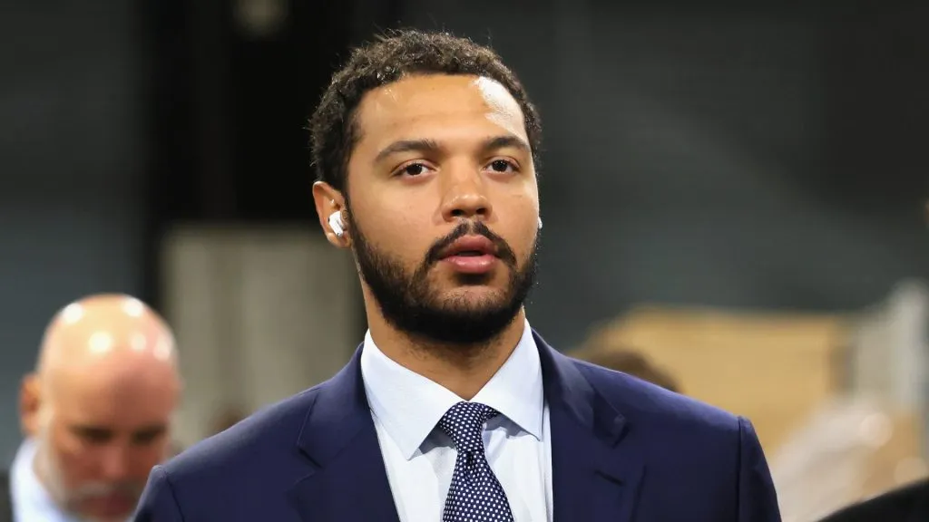 Seth Jones #3 of the Florida Panthers arrives to play against the Carolina Hurricanes in Game Two of the Eastern Conference Final of the 2025 Stanley Cup Playoffs at Lenovo Center on May 22, 2025 in Raleigh, North Carolina.
