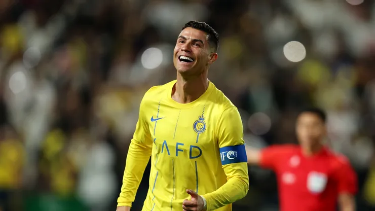 Cristiano Ronaldo of Al Nassr celebrates after scoring.