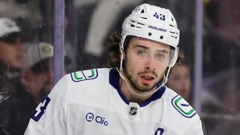 Quinn Hughes #43 of the Vancouver Canucks