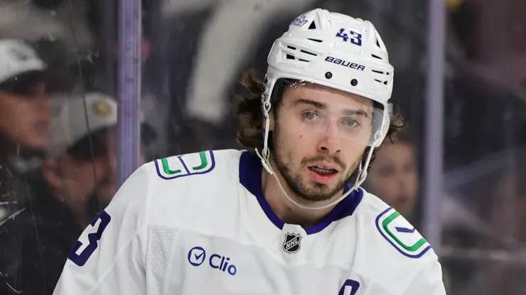 Quinn Hughes #43 of the Vancouver Canucks