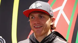 Patrick Kane #88 of the Chicago Blackhawks displays the puck that was used on his 1000th career point, an assist on a goal by Brandon Saad, against the Winnipeg Jets at the United Center on January 19, 2020 in Chicago, Illinois.