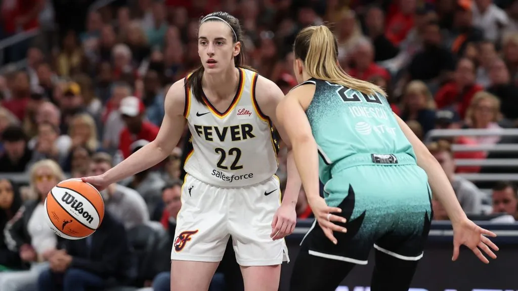 Indiana Fever’s guard Caitlin Clark is guarded by NY Liberty star Sabrina Ionescu (Andy Lyons/Getty Images)