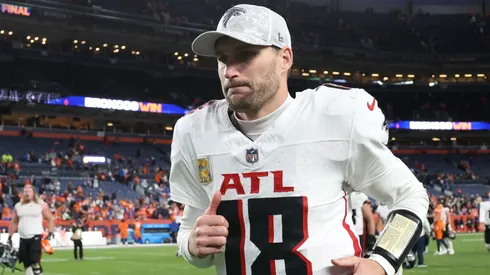 Quarterback Kirk Cousins #18 of the Atlanta Falcons leaves the field after losing to the Denver Broncos 38-6 at Empower Field At Mile High on November 17, 2024 in Denver, Colorado.