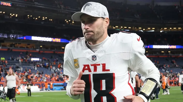 Quarterback Kirk Cousins #18 of the Atlanta Falcons leaves the field after losing to the Denver Broncos 38-6 at Empower Field At Mile High on November 17, 2024 in Denver, Colorado.