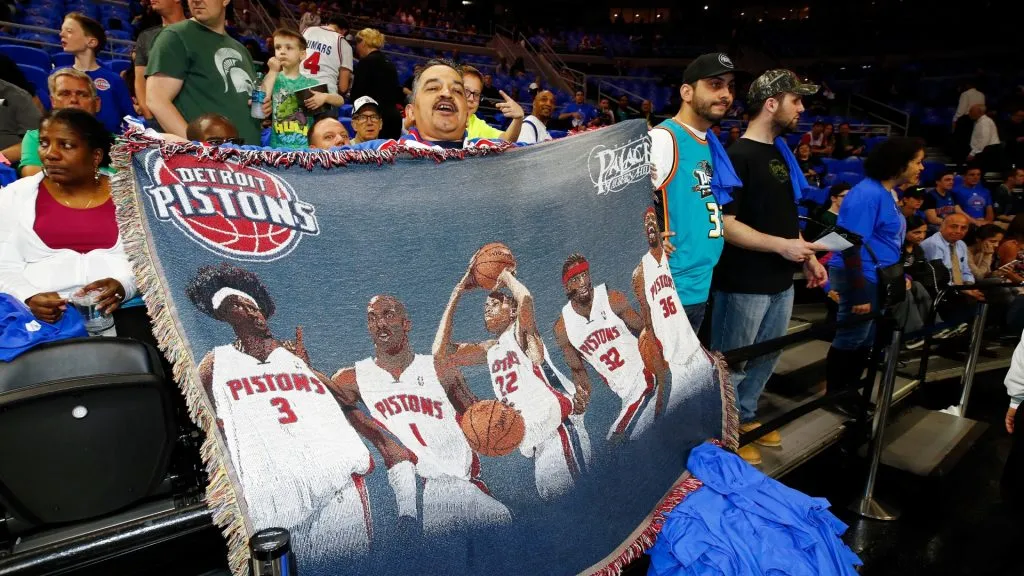 Fans get ready for the final NBA game at the Palace of Auburn Hills between the Washington Wizards and Detroit Pistons on April 10, 2017. (Source: Gregory Shamus/Getty Images)