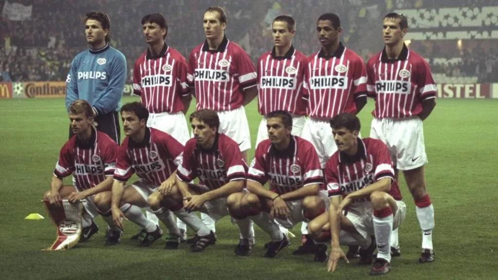 The PSV Eindhoven tem group before the UEFA Champions League match against Newcastle United in 1997. (Source: Graham Chadwick /Allsport)