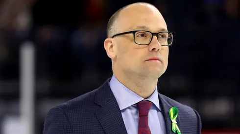 Jeff Blashill, head coach of the United States looks on during the 2018 IIHF Ice Hockey World Championship Bronze Medal Game in 2018.
