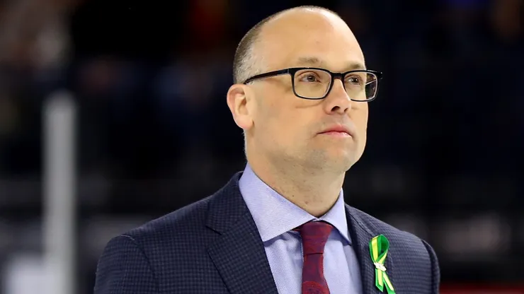 Jeff Blashill, head coach of the United States looks on during the 2018 IIHF Ice Hockey World Championship Bronze Medal Game in 2018.