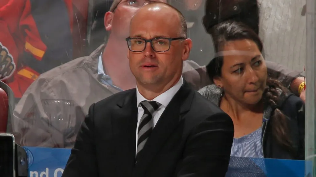 Head Coach Jeff Blashill of the Detroit Red Wings looks during third period action against the Florida Panthers at the BB&amp;T Center on October 20, 2018. (Source: Joel Auerbach/Getty Images)