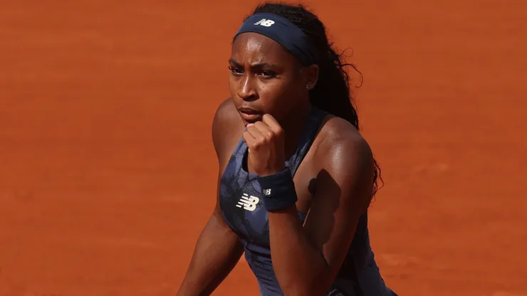 Coco Gauff of United States celebrates a point against Tereza Valentova of Czechia during the Women's Singles Second Round match on Day Five of the 2025 French Open at Roland Garros on May 29, 2025 in Paris, France.