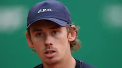 Alex de Minaur of Australia looks on during his match against Tomas Machac of Czechia during the Monte-Carlo Open.
