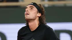 Stefanos Tsitsipas reacts during the practice at the 2025 French Open