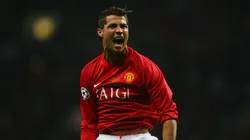 Cristiano Ronaldo of Manchester United celebrates after scoring the opening goal during the UEFA Champions League Final match between Manchester United and Chelsea at the Luzhniki Stadium on May 21, 2008.